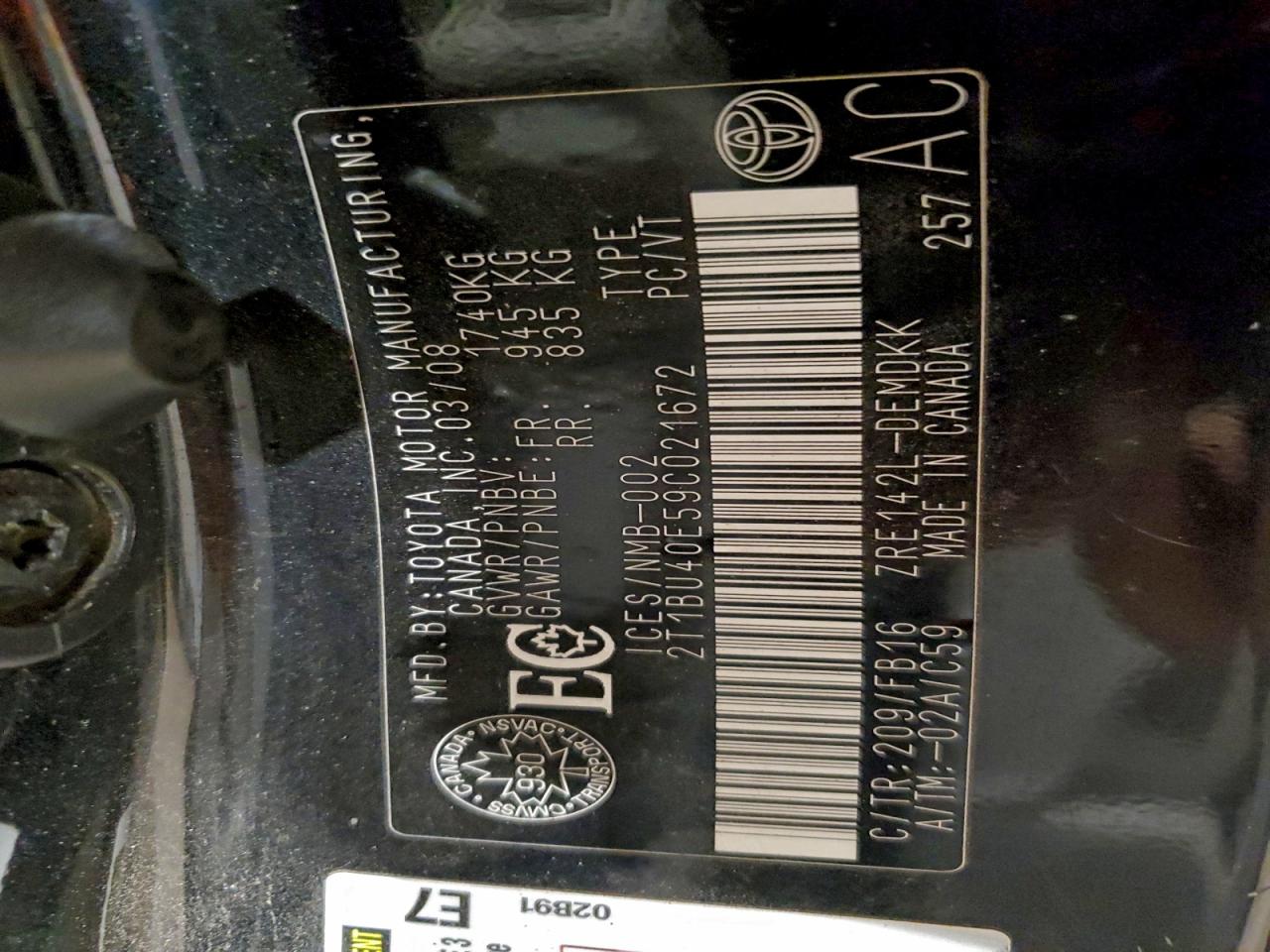 2009 TOYOTA COROLLA BASE photo 13