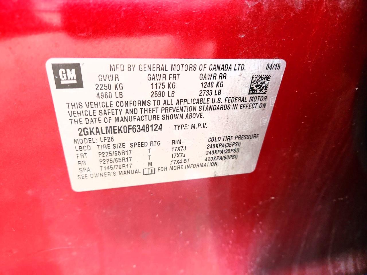 2015 GMC TERRAIN SLE photo 14