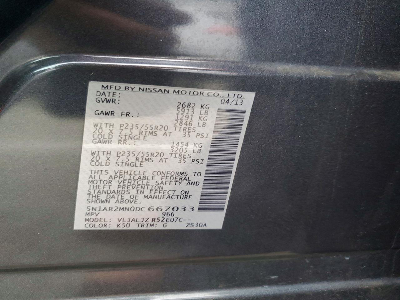 2013 NISSAN PATHFINDER S photo 13