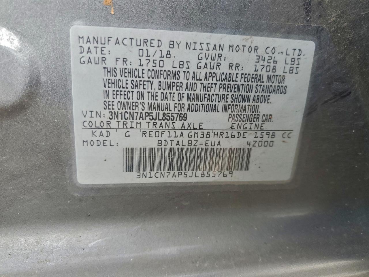 2018 NISSAN VERSA S photo 12