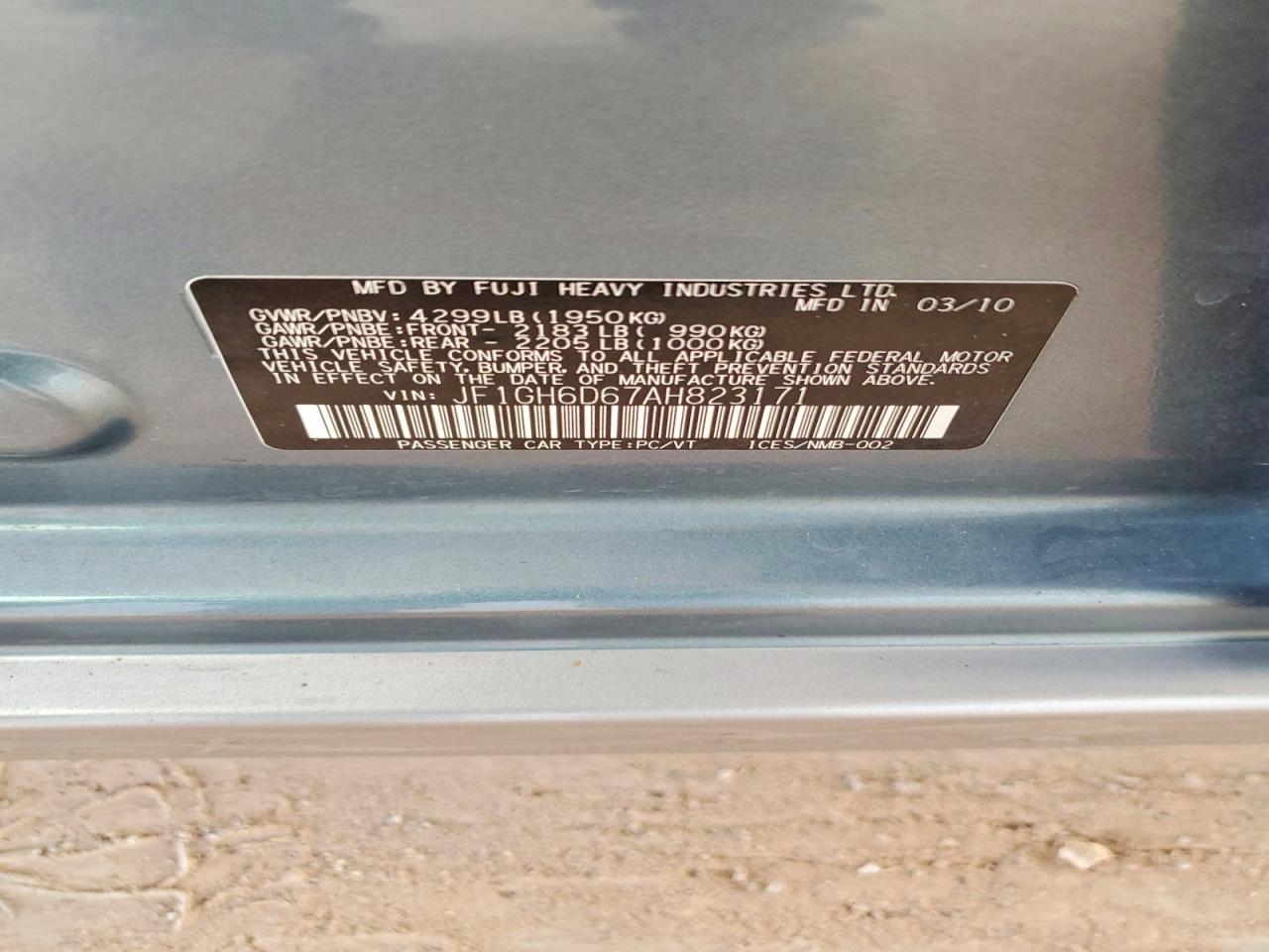2010 SUBARU IMPREZA OUTBACK SPORT photo 13