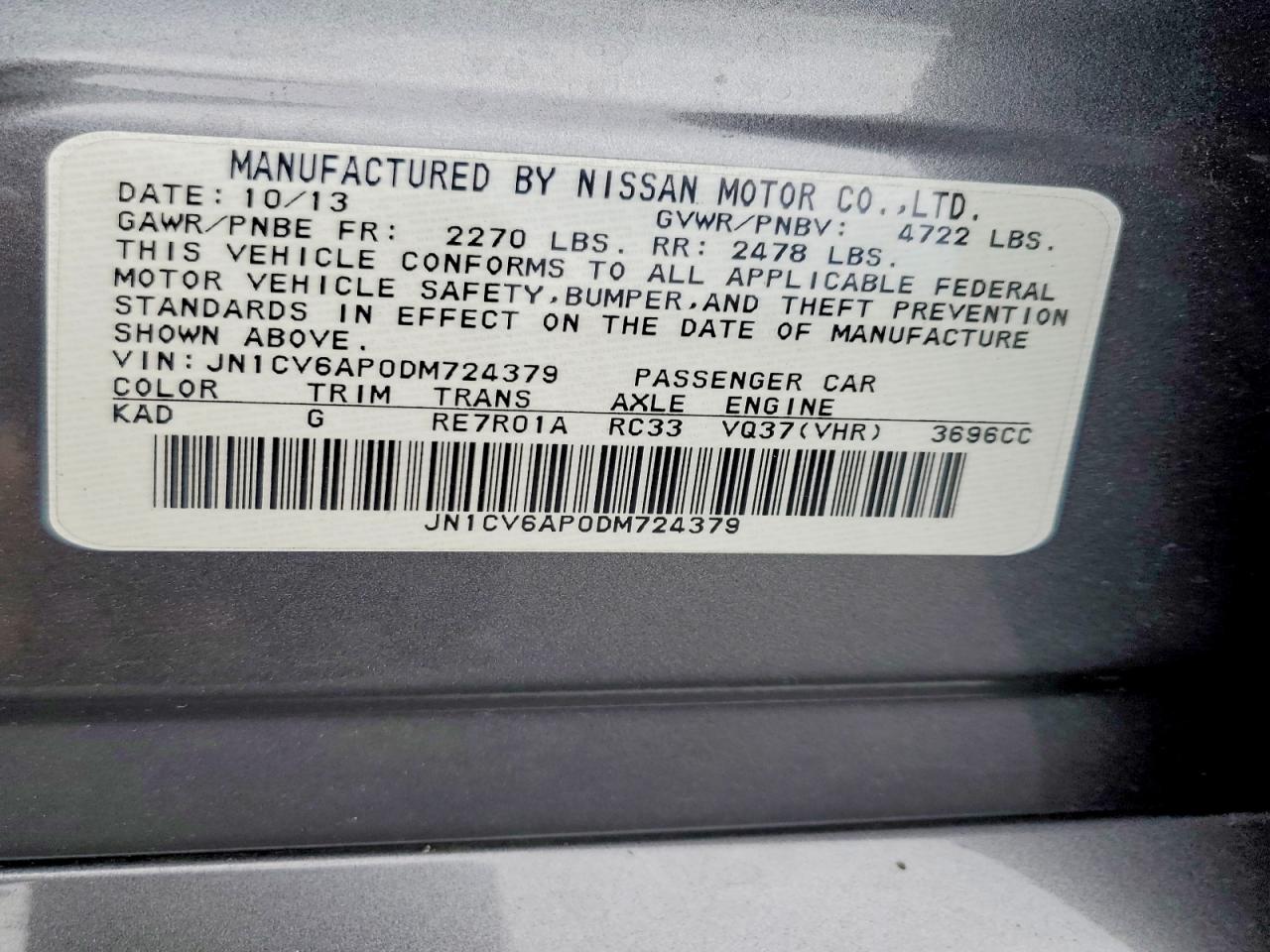 2013 INFINITI G37 BASE photo 13