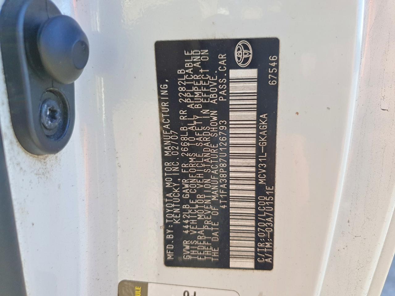 2007 TOYOTA CAMRY SOLARA SE photo 13