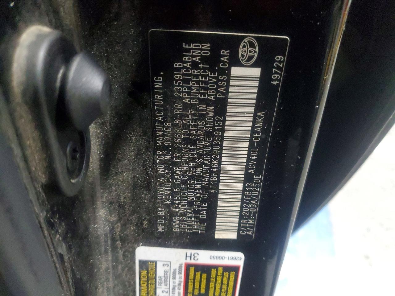 2009 TOYOTA CAMRY BASE photo 45