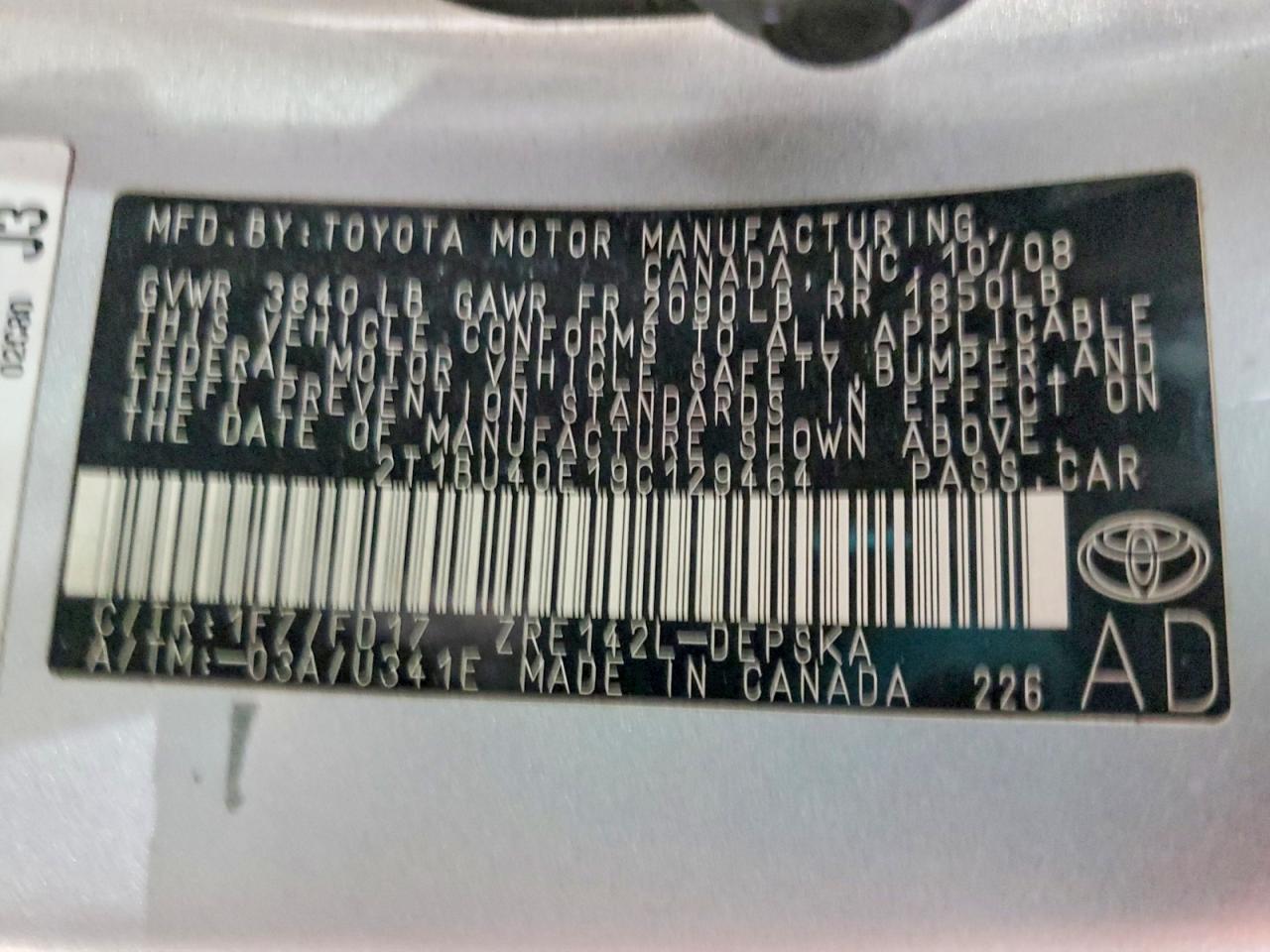 2009 TOYOTA COROLLA BASE photo 12