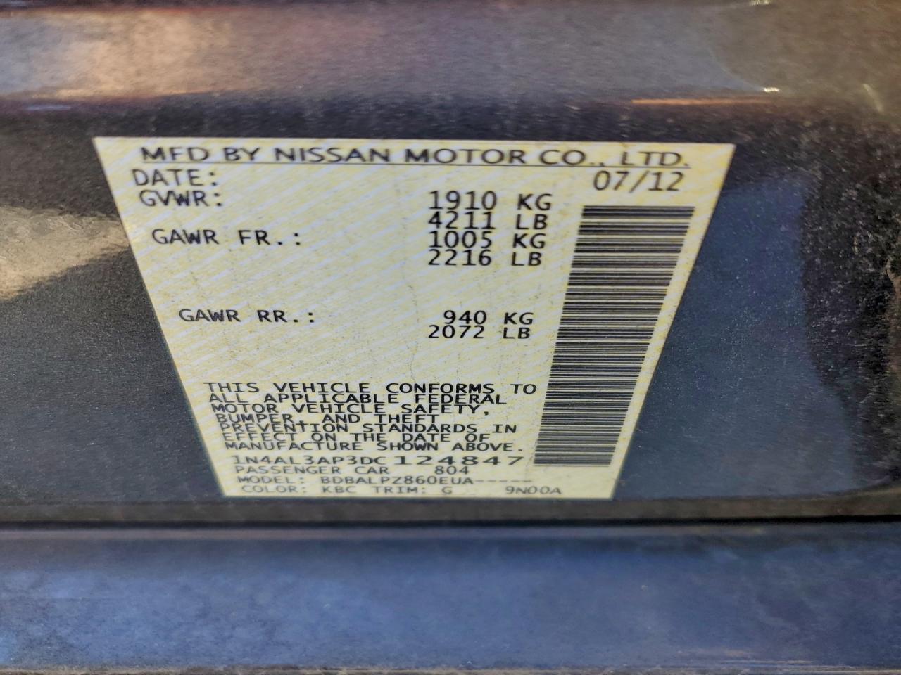 2013 NISSAN ALTIMA 2.5 photo 12