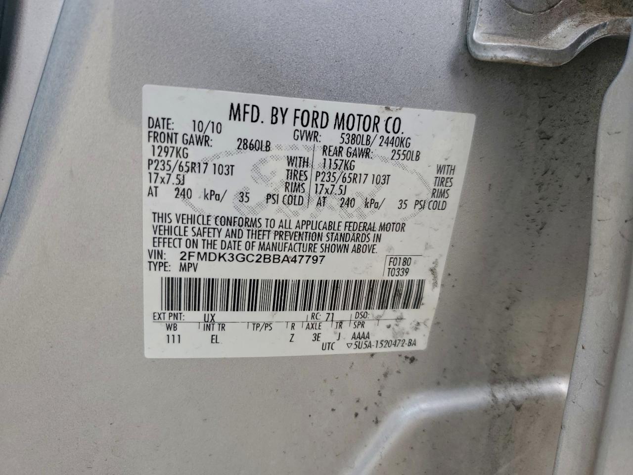 2011 FORD EDGE SE photo 14