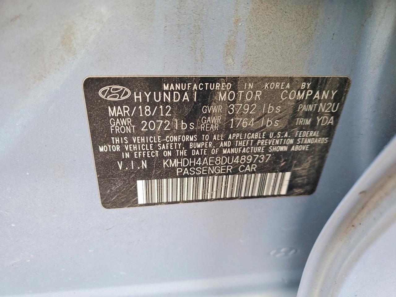 2013 HYUNDAI ELANTRA GLS photo 12