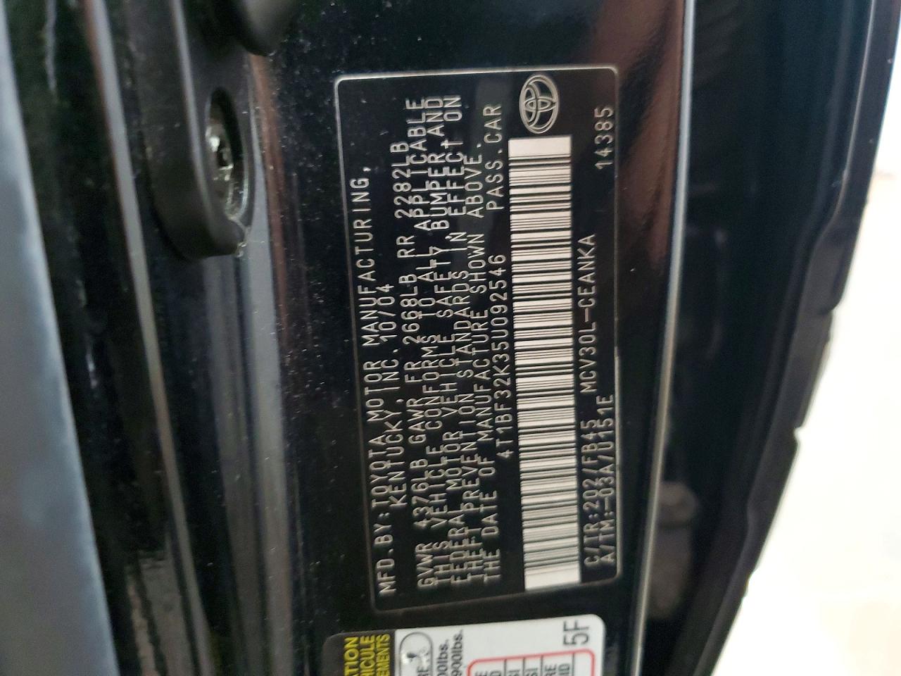 2005 TOYOTA CAMRY LE photo 12