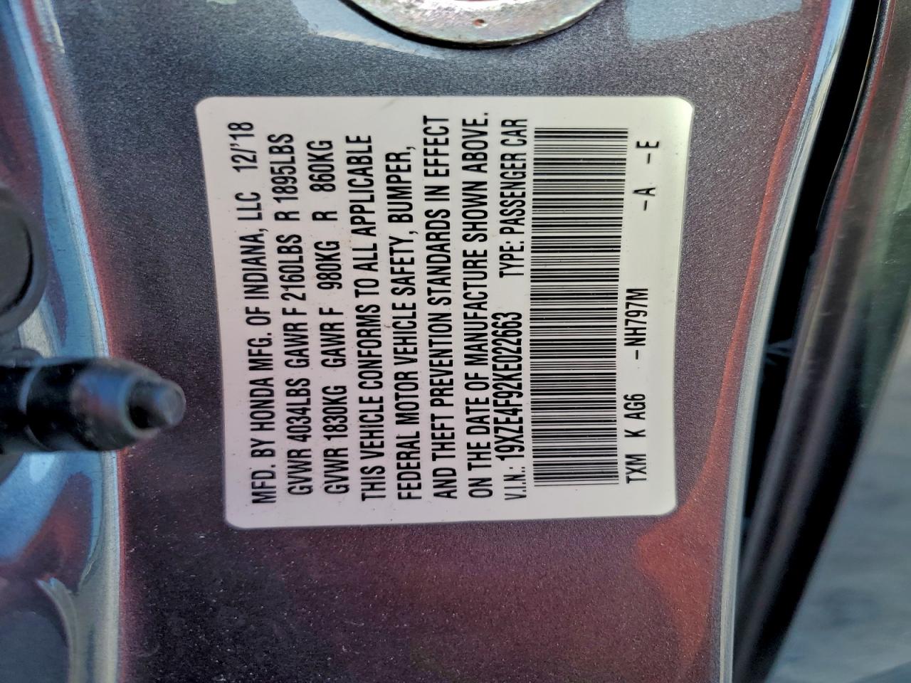 2019 HONDA INSIGHT TOURING photo 13