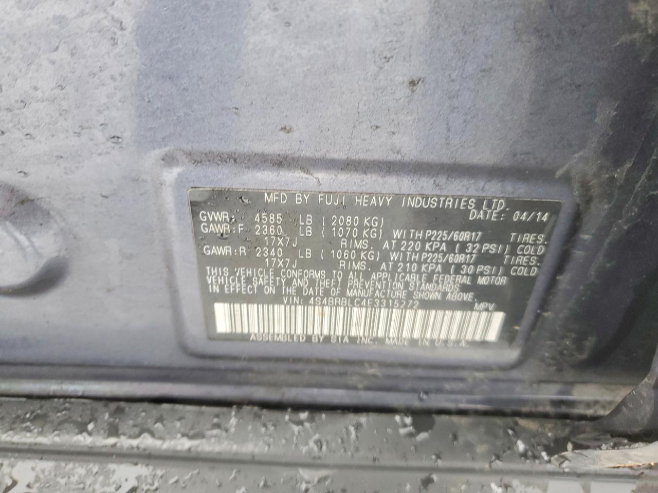 2014 SUBARU OUTBACK 2.5I LIMITED photo 13