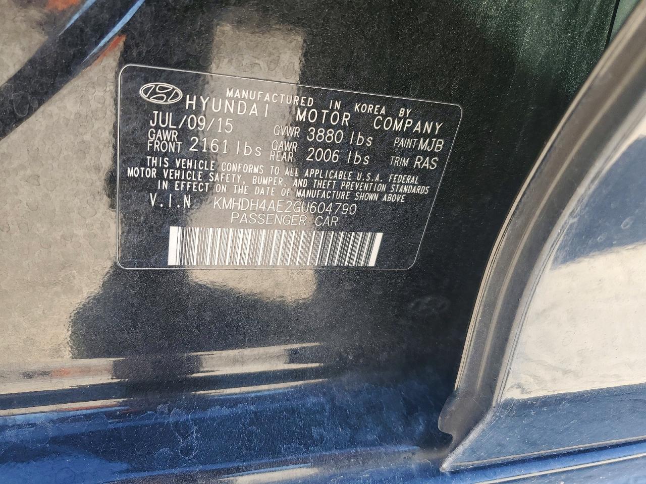 2016 HYUNDAI ELANTRA SE photo 12
