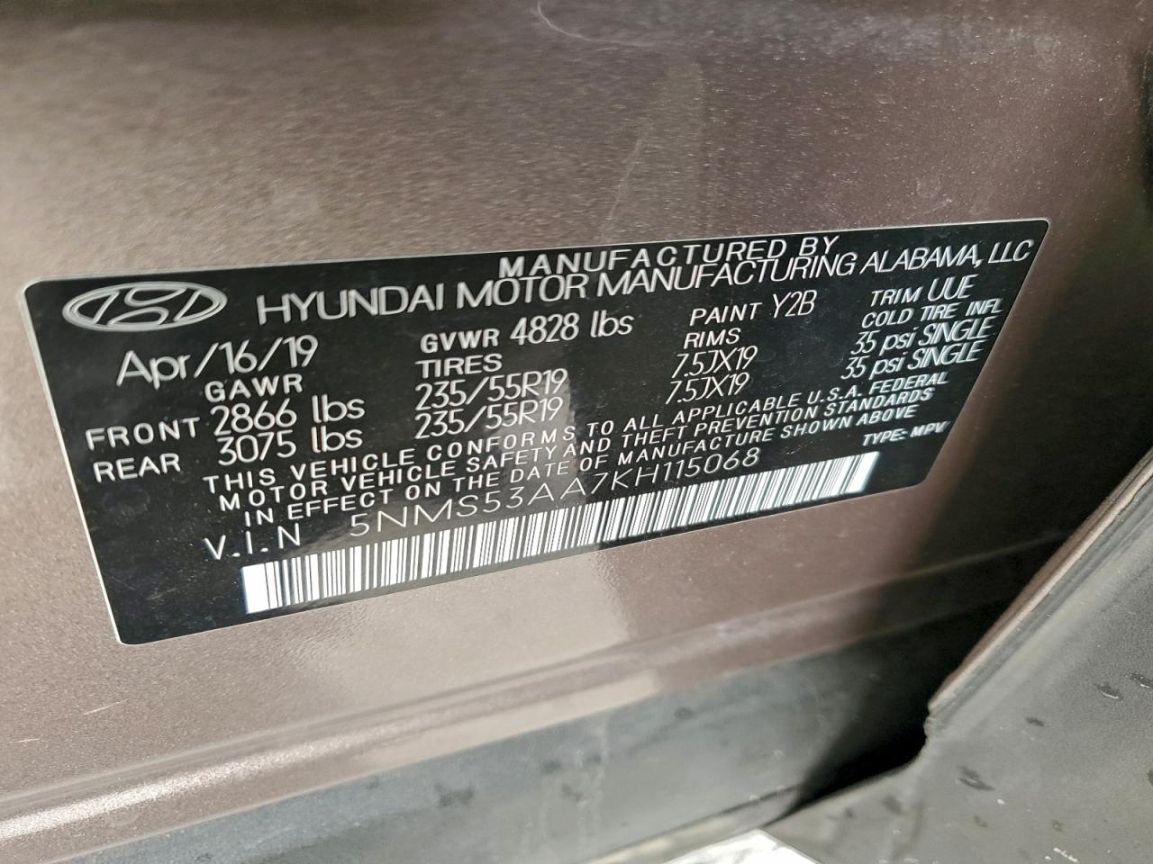 2019 HYUNDAI SANTA FE LIMITED photo 13