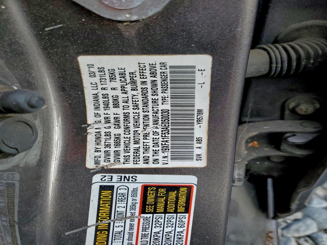 2010 HONDA CIVIC LX photo 12