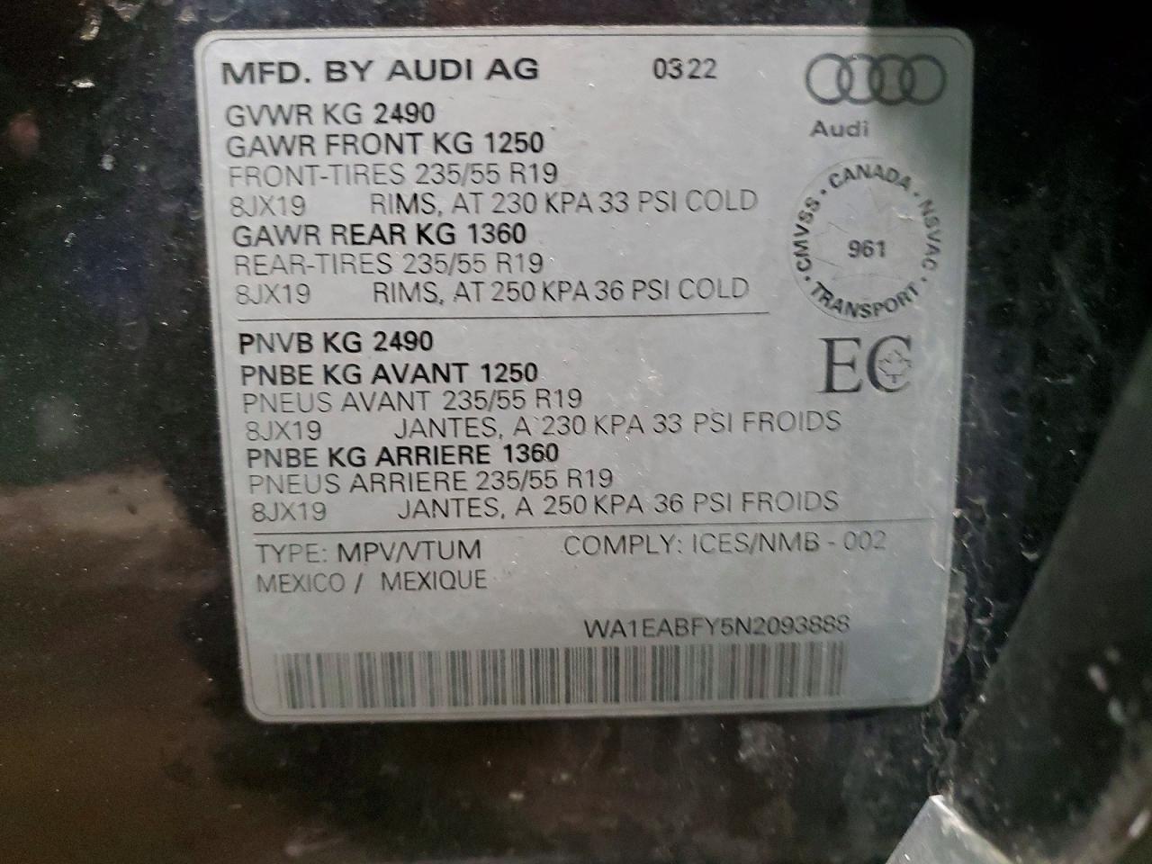 2022 AUDI Q5 PREMIUM PLUS 45 photo 13