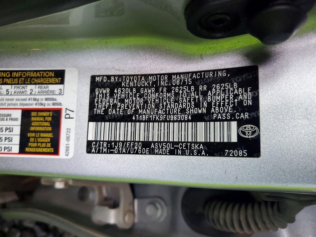2015 TOYOTA CAMRY LE photo 12