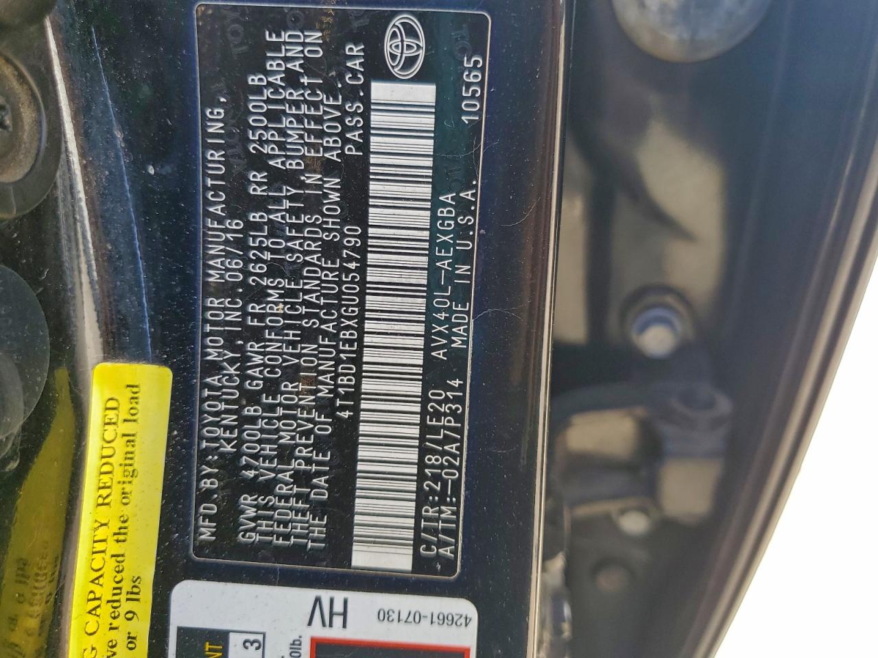 2016 TOYOTA AVALON HYBRID photo 13
