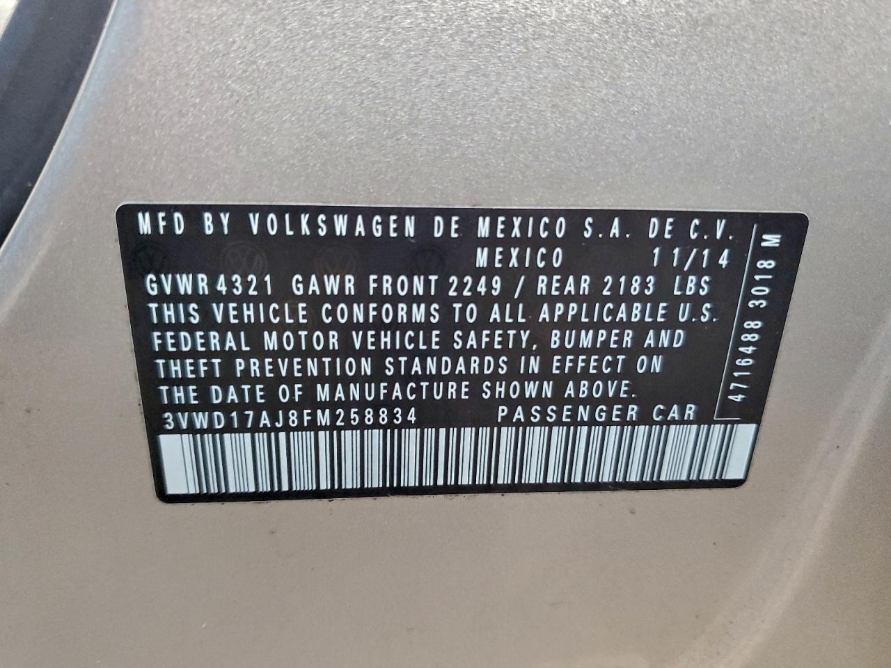 2015 VOLKSWAGEN JETTA SE photo 12