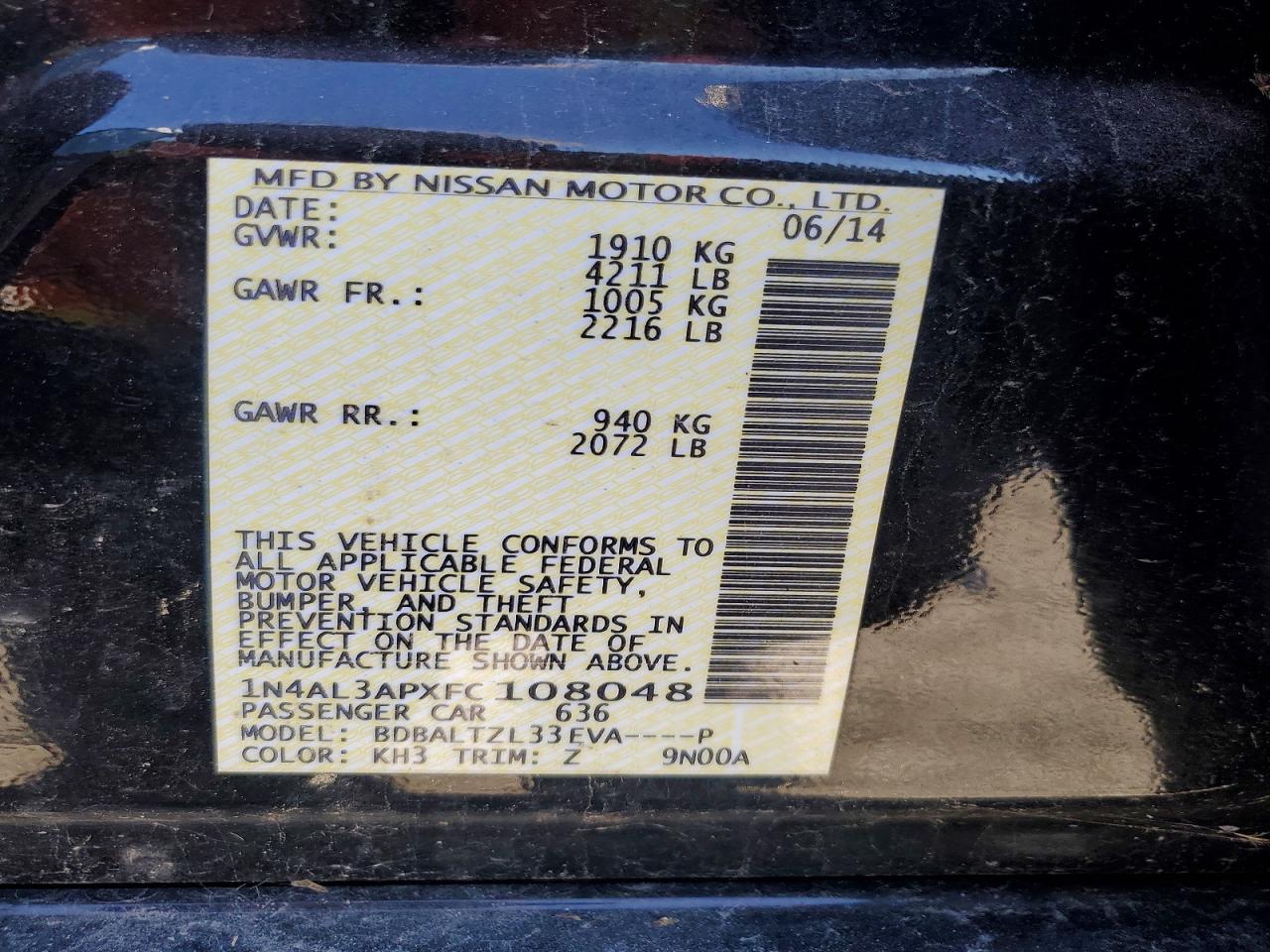 2015 NISSAN ALTIMA 2.5 photo 12