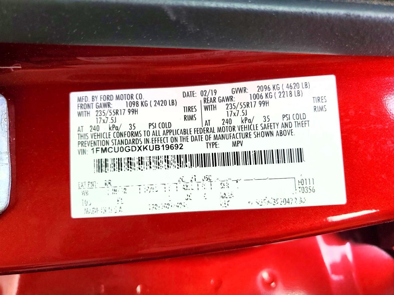 2019 FORD ESCAPE SE photo 13