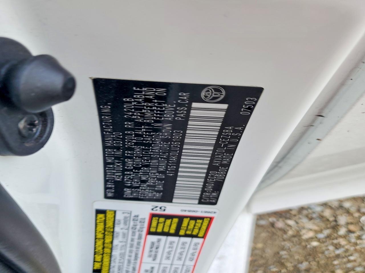 2020 TOYOTA CAMRY SE photo 12