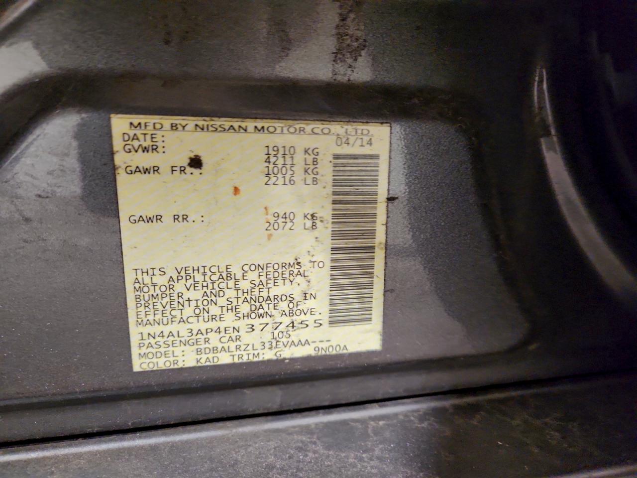 2014 NISSAN ALTIMA 2.5 photo 12