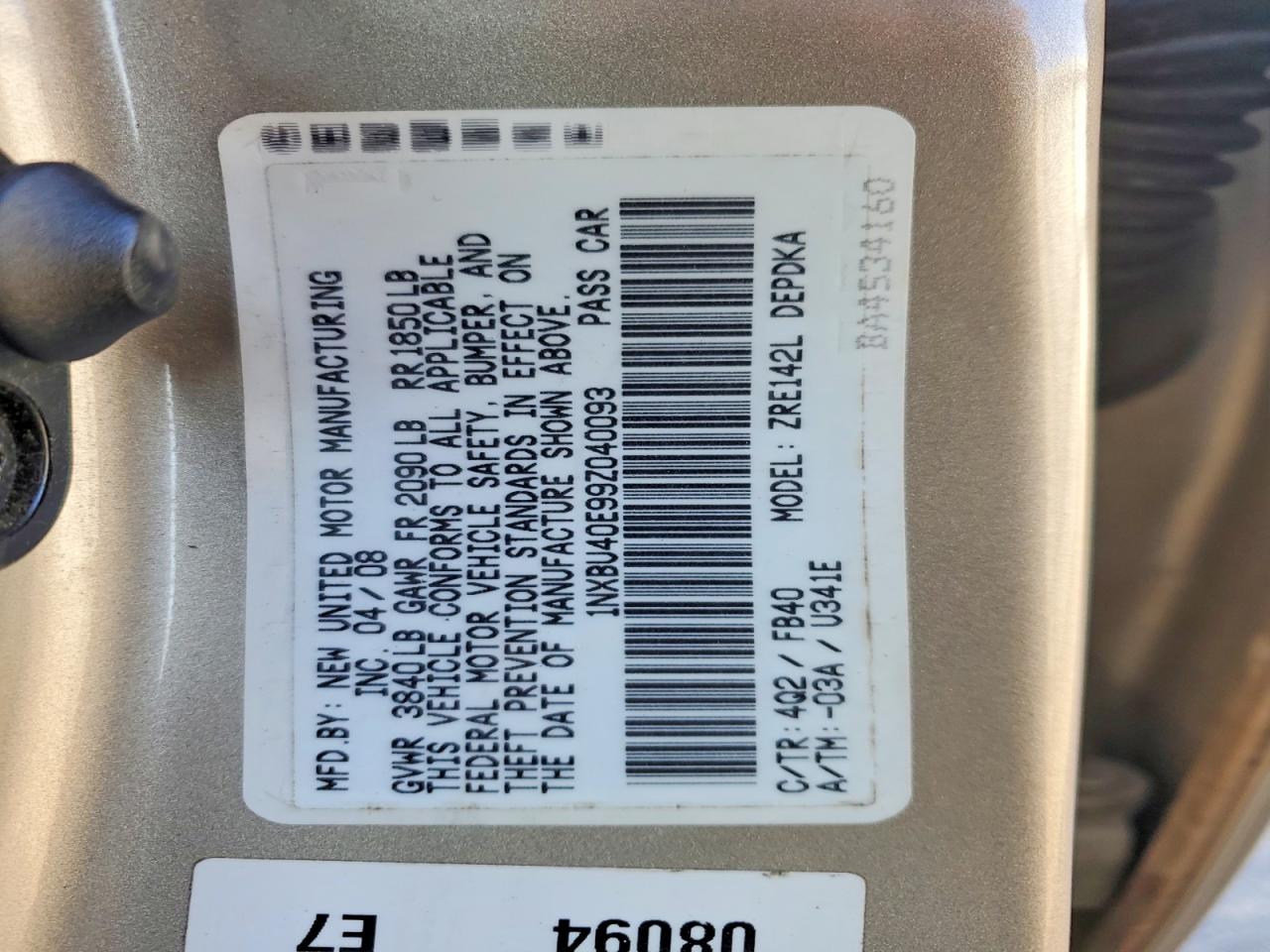 2009 TOYOTA COROLLA BASE photo 12