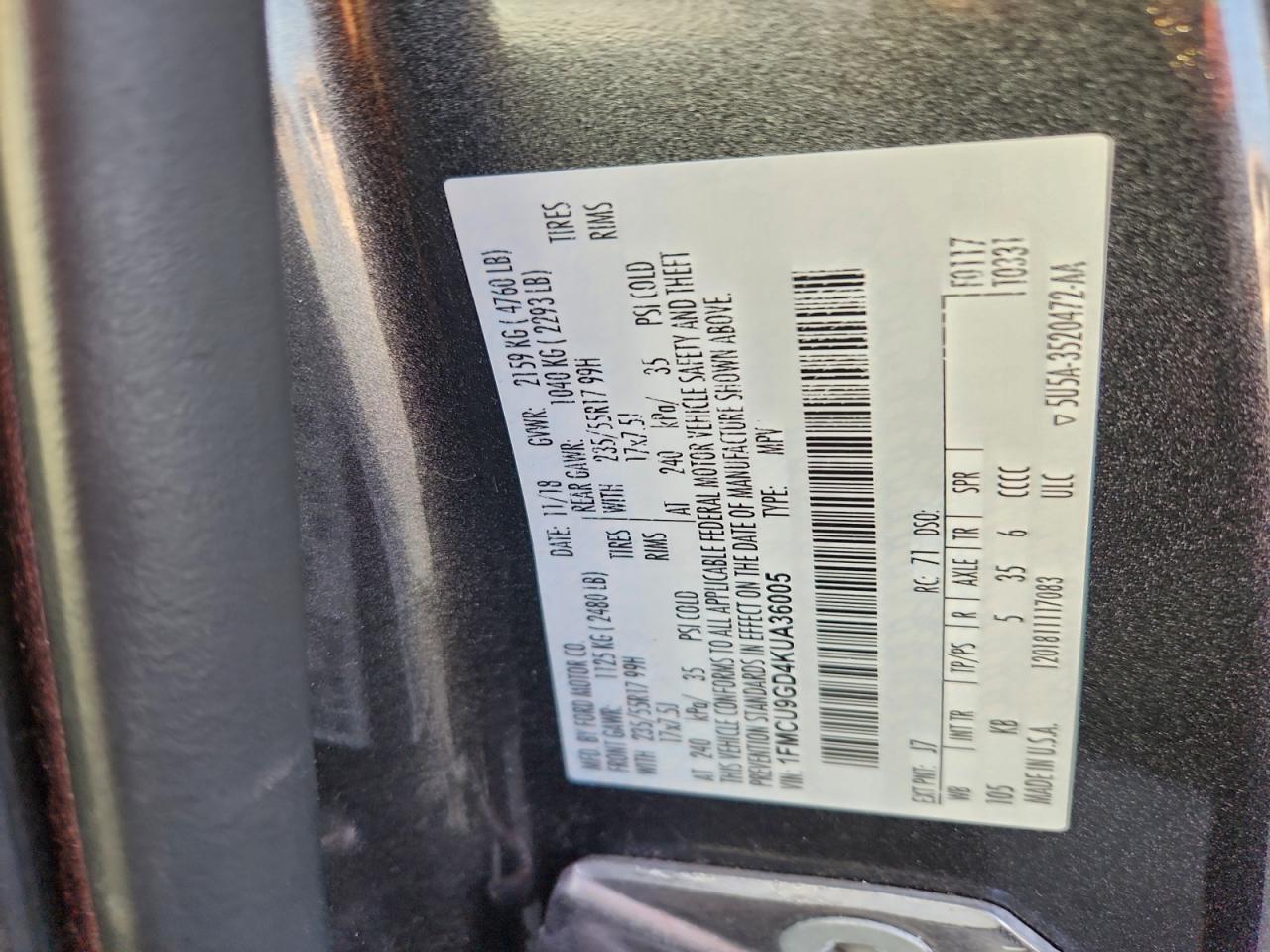 2019 FORD ESCAPE SE photo 12