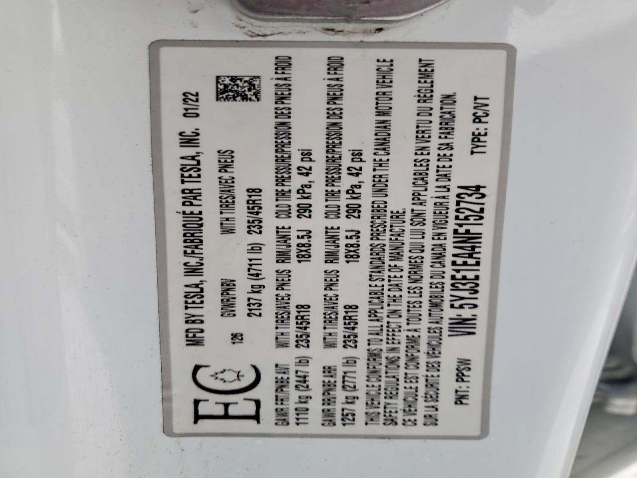 2022 TESLA MODEL 3 photo 12