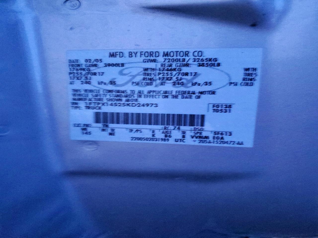 2005 FORD F150 photo 12