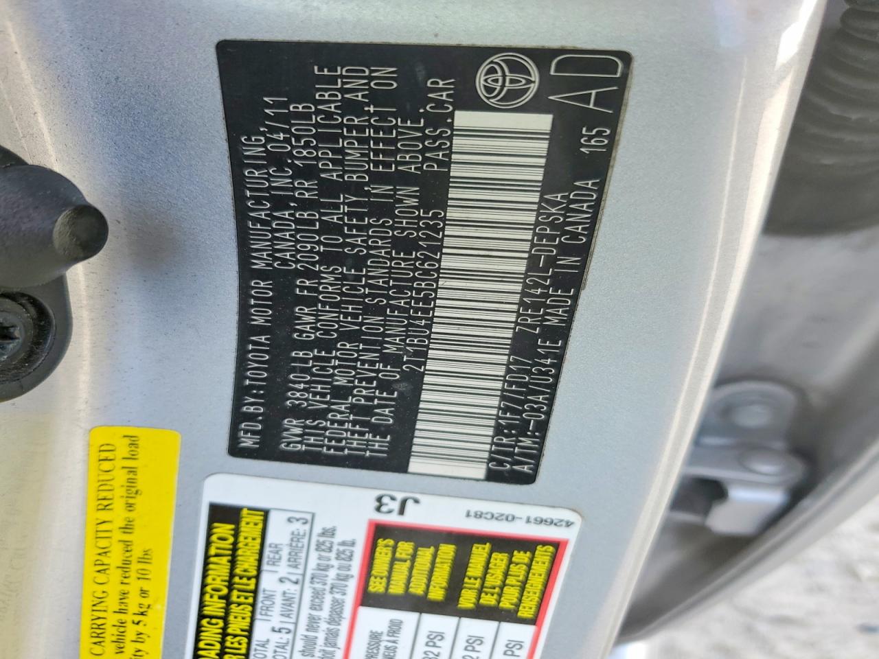 2011 TOYOTA COROLLA BASE photo 13