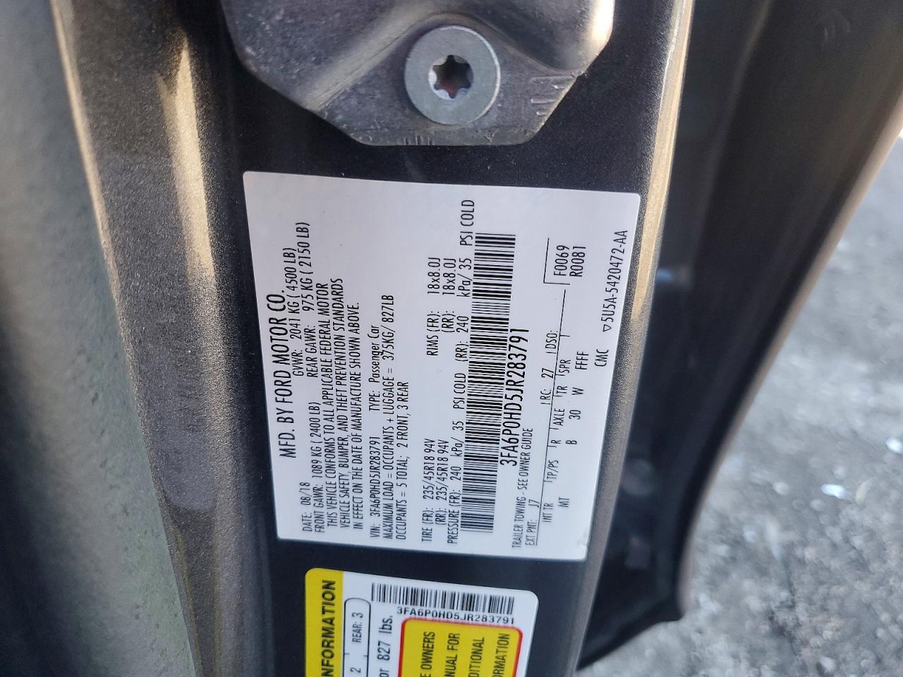 2018 FORD FUSION SE photo 12