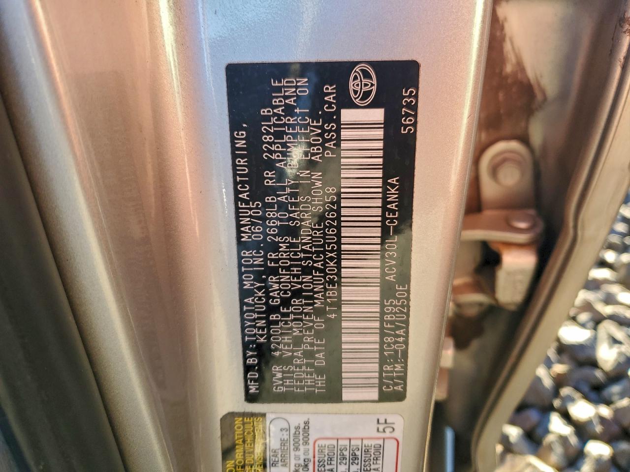 2005 TOYOTA CAMRY LE photo 12