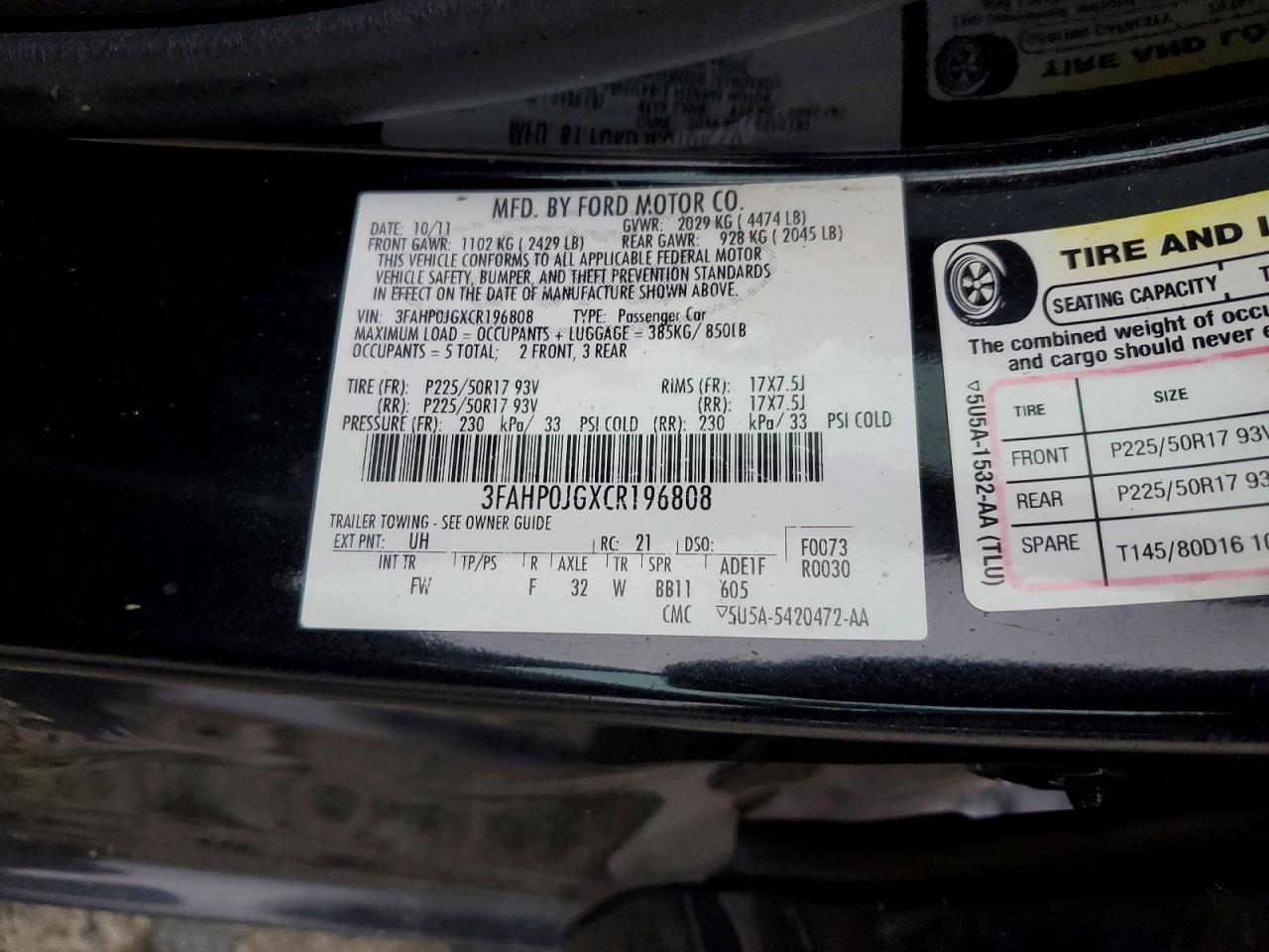 2012 FORD FUSION SEL photo 34