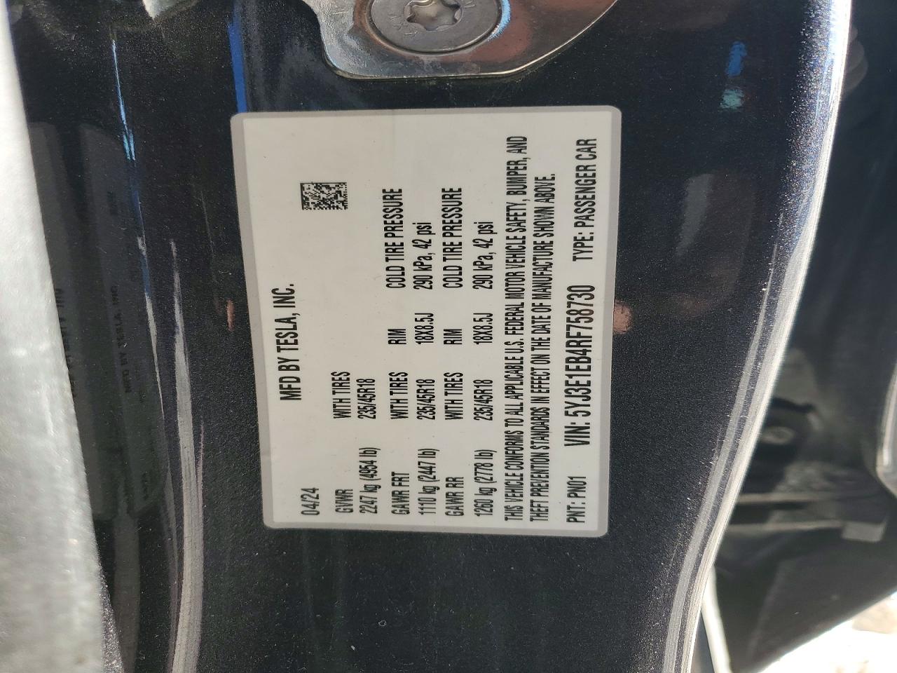 2024 TESLA MODEL 3 photo 12