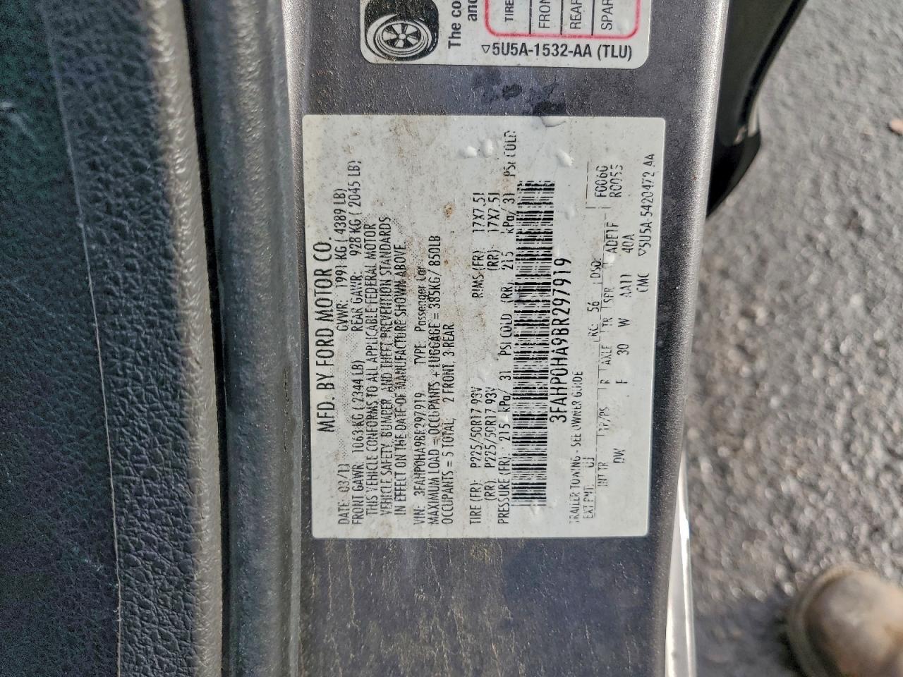 2011 FORD FUSION SE photo 45