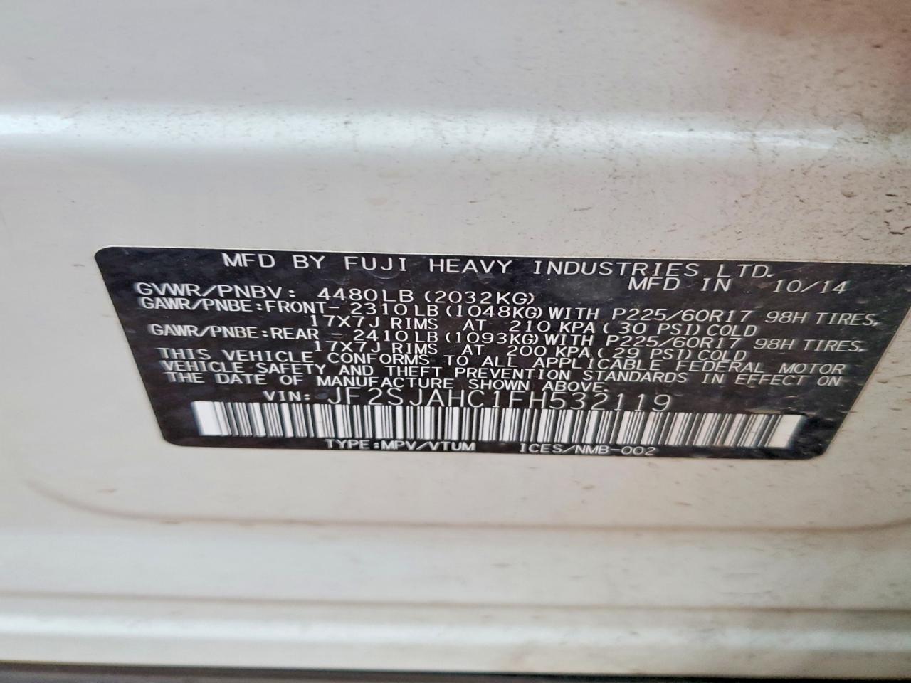 2015 SUBARU FORESTER 2.5I LIMITED photo 13