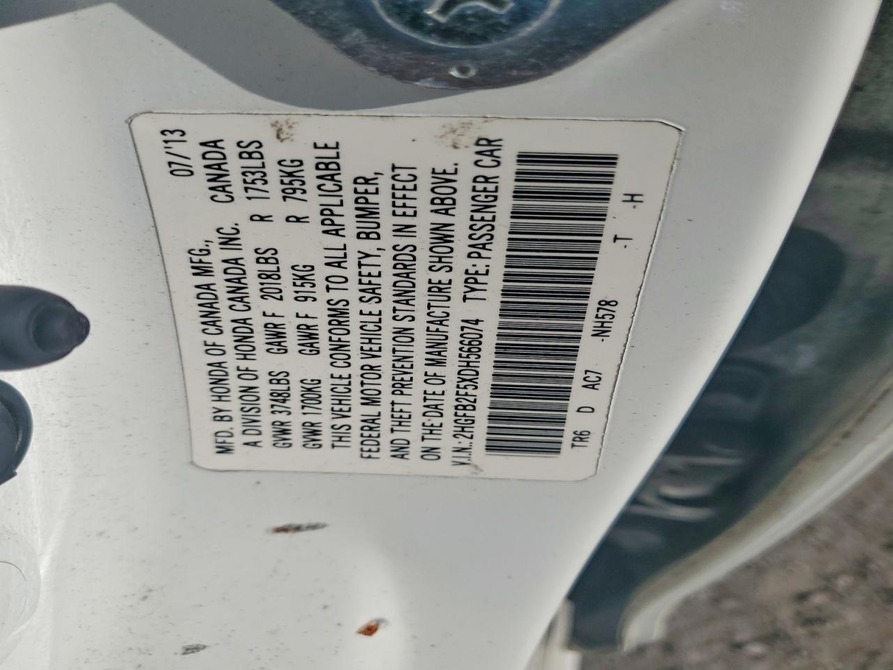 2013 HONDA CIVIC LX photo 23