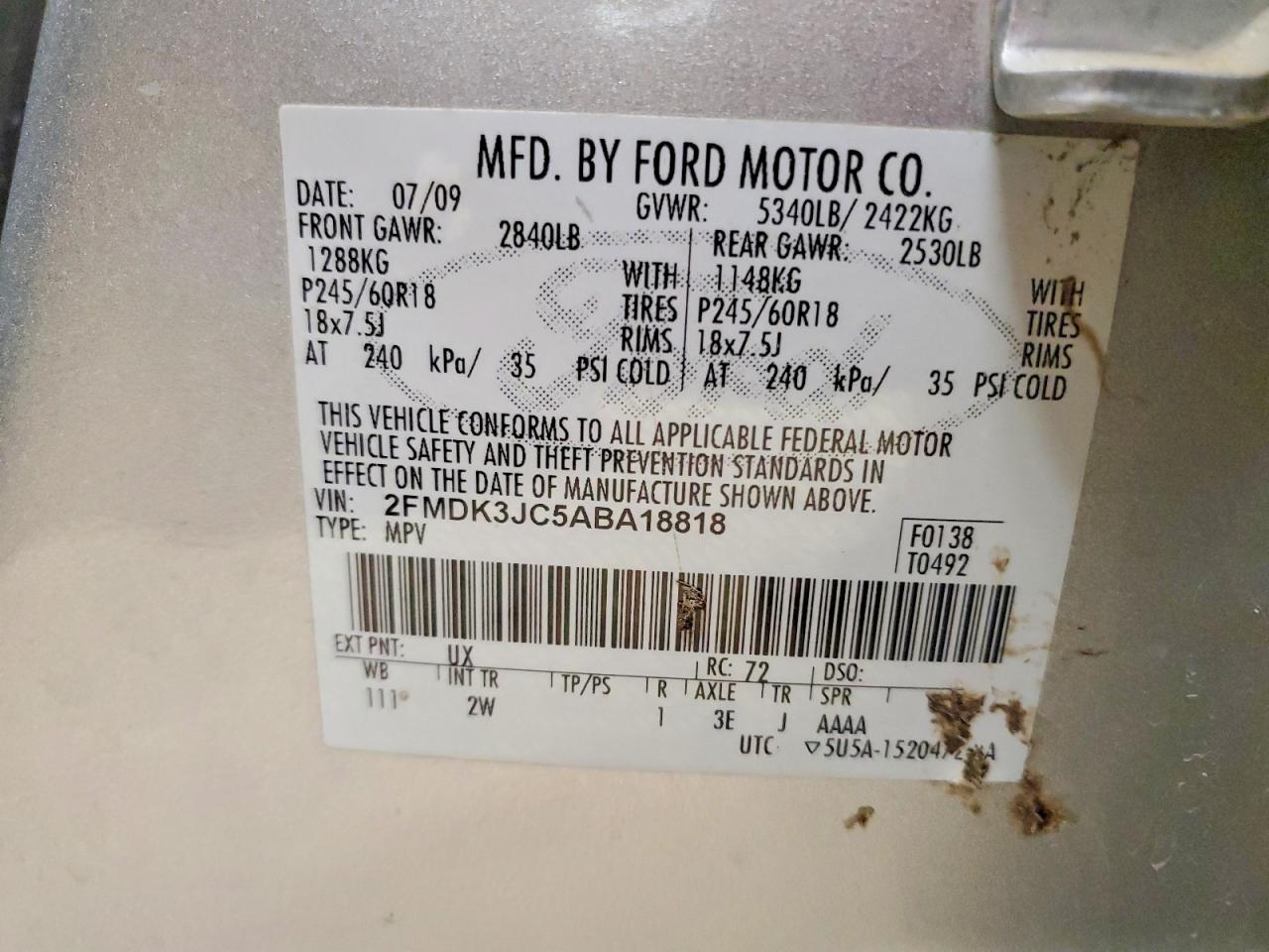2010 FORD EDGE SEL photo 13