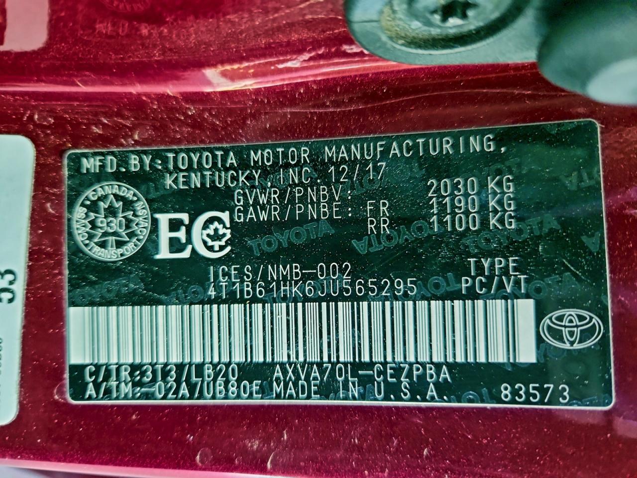 2018 TOYOTA CAMRY XSE photo 12