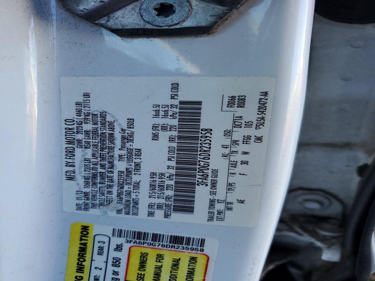 2013 FORD FUSION S photo 12