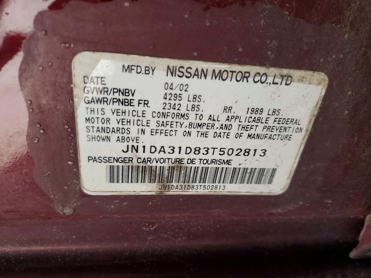 2003 NISSAN MAXIMA GLE photo 12