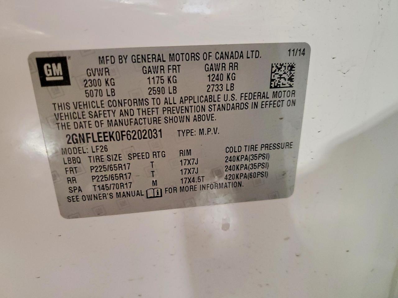 2015 CHEVROLET EQUINOX LS photo 13