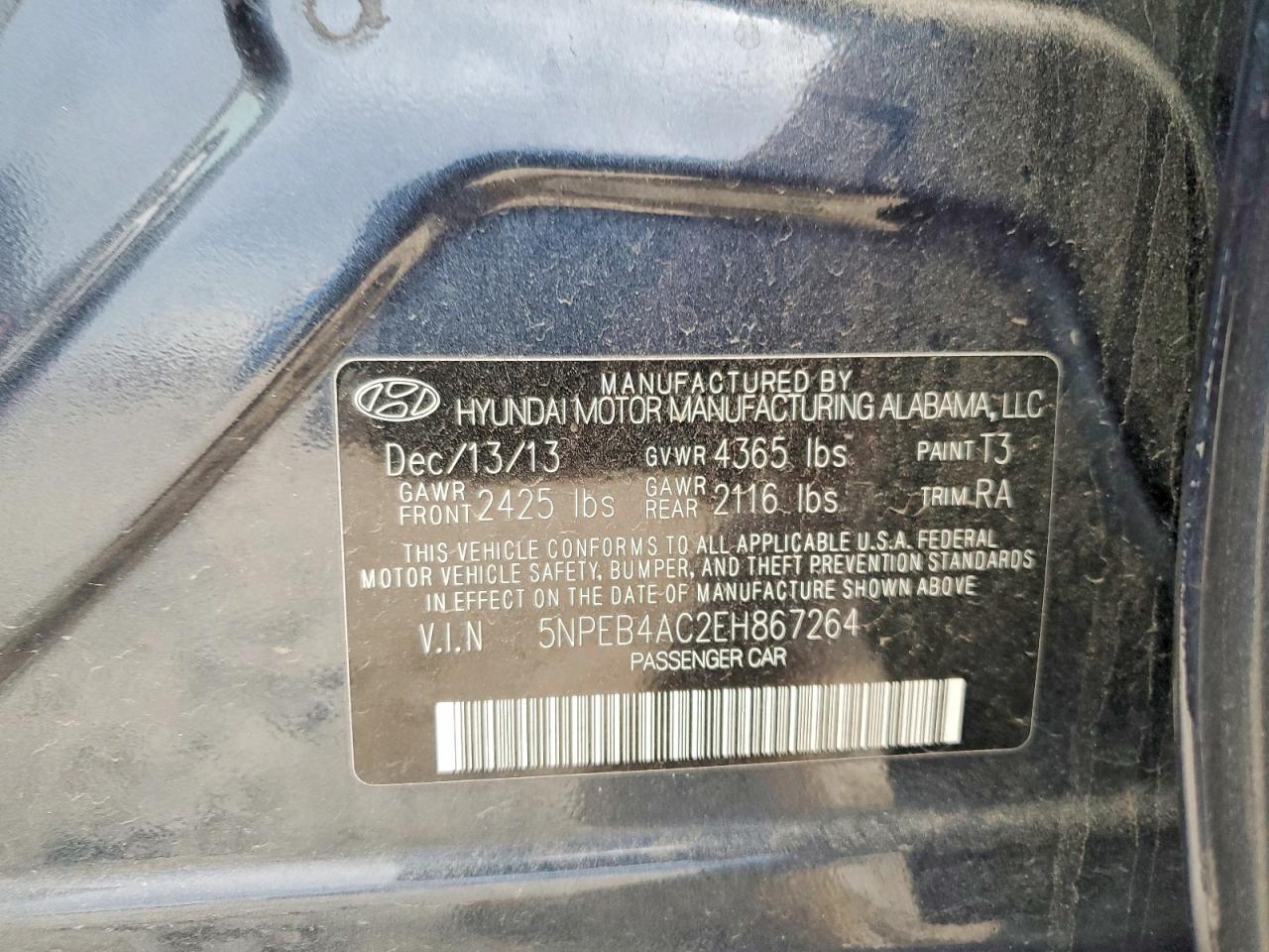 2014 HYUNDAI SONATA GLS photo 13