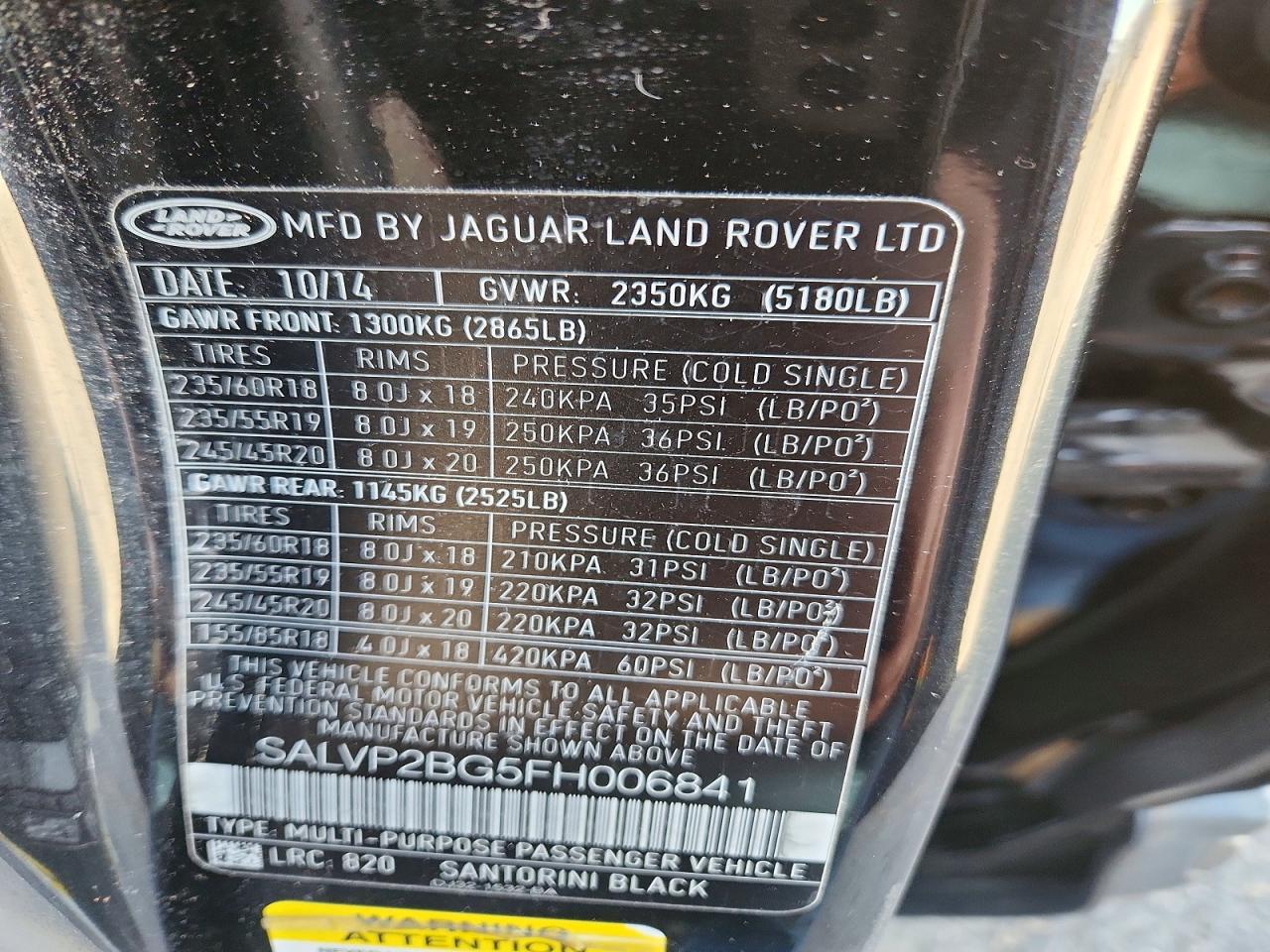 2015 LAND ROVER RANGE ROVER EVOQUE PURE PLUS photo 34