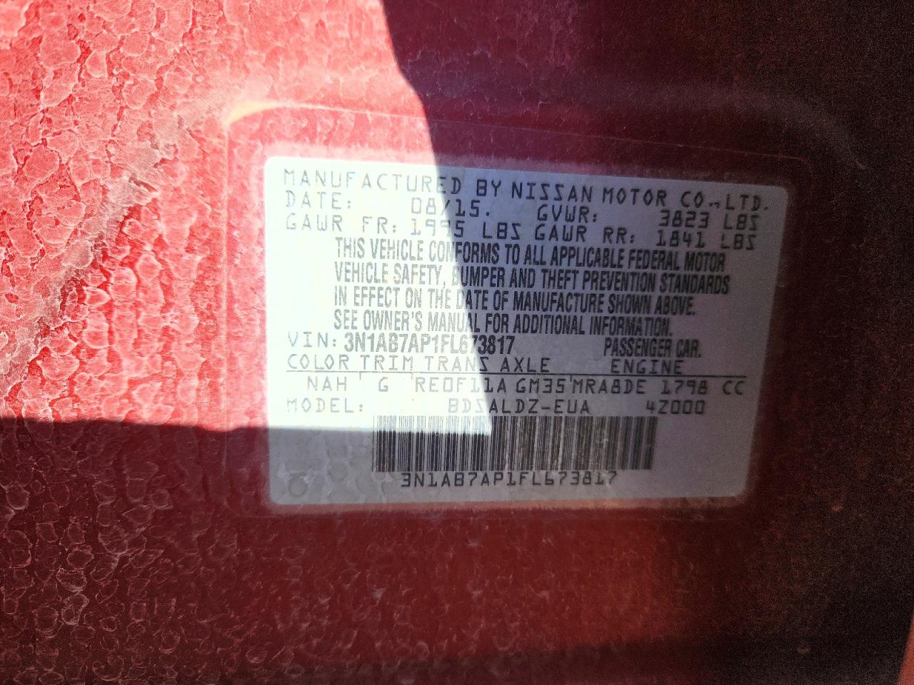 2015 NISSAN SENTRA S photo 13