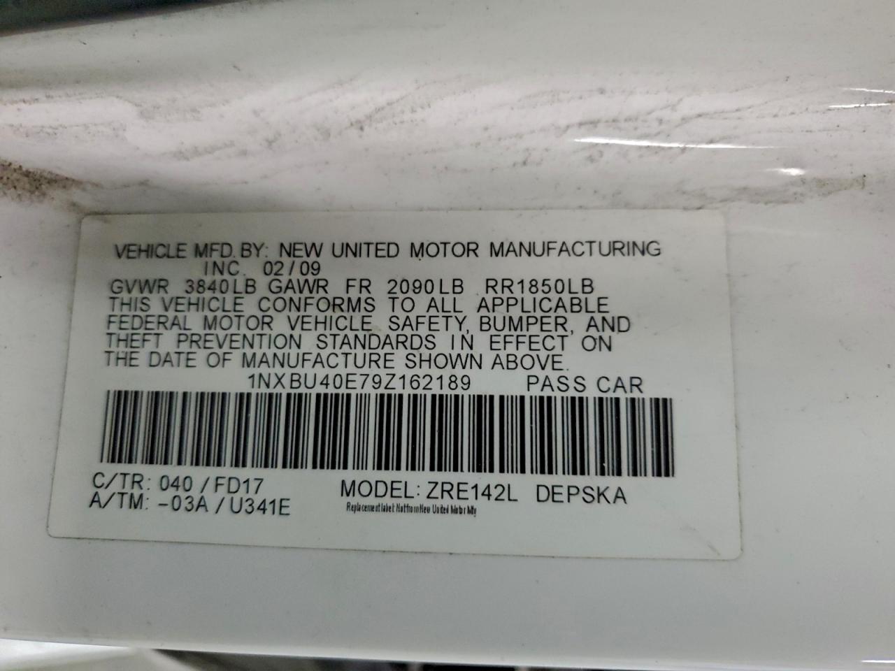 2009 TOYOTA COROLLA BASE photo 12