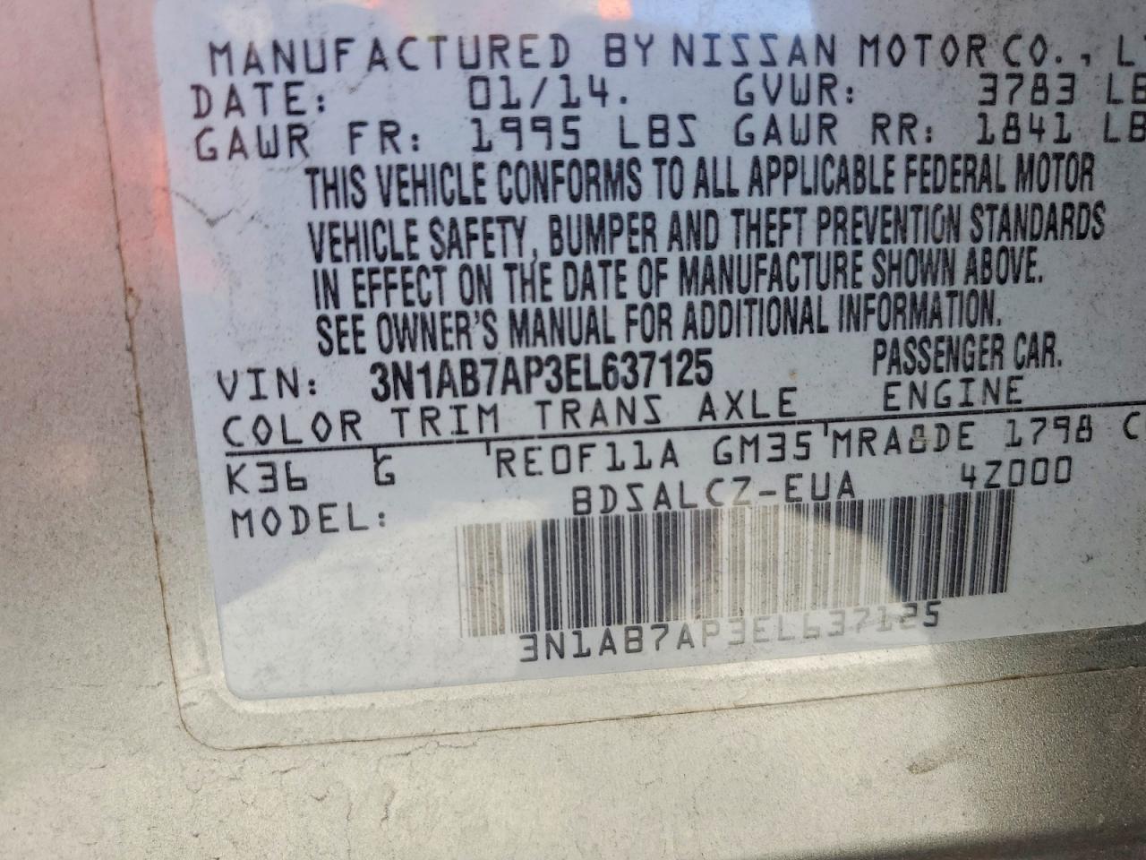 2014 NISSAN SENTRA S photo 12
