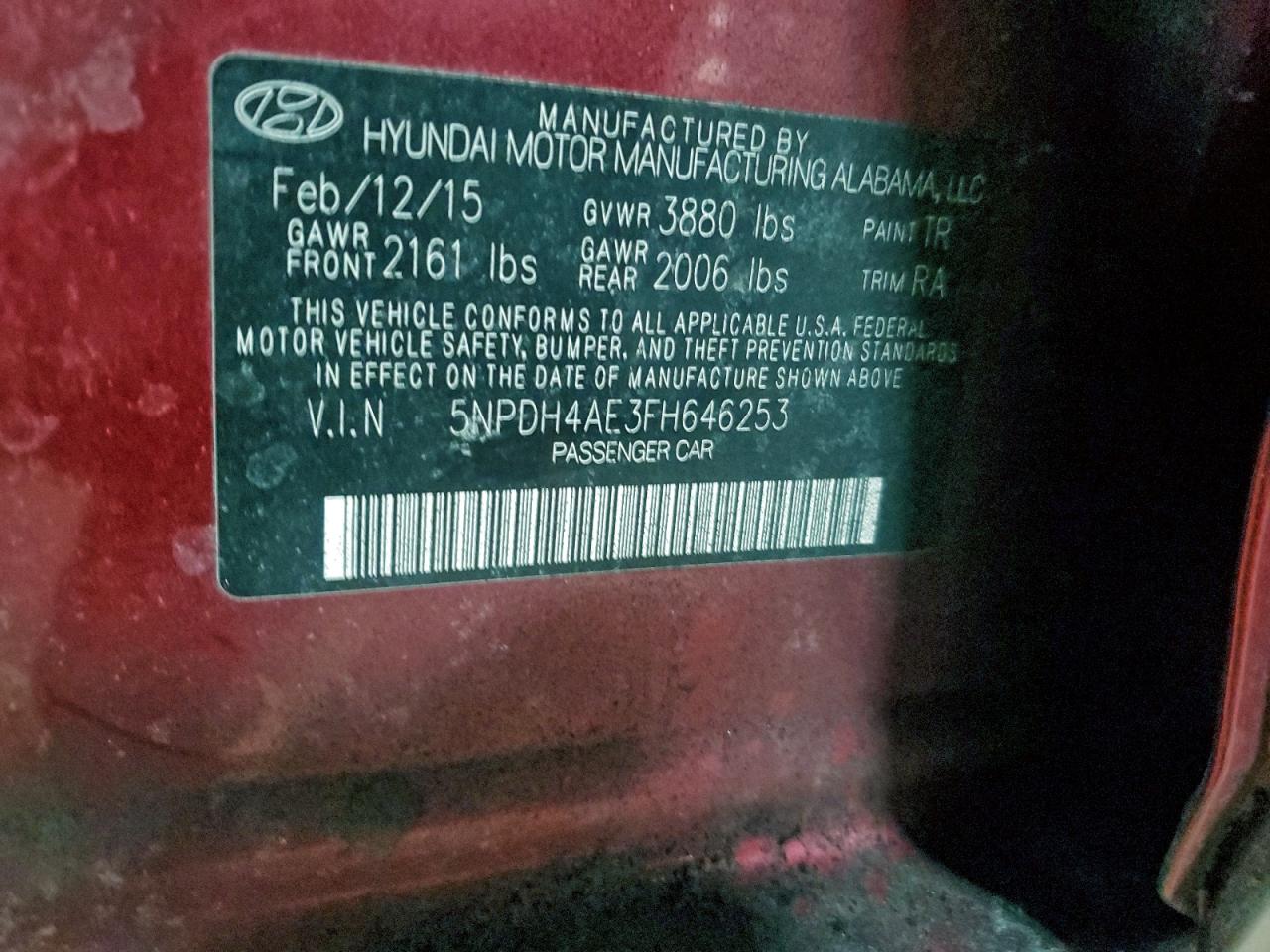 2015 HYUNDAI ELANTRA SE photo 12