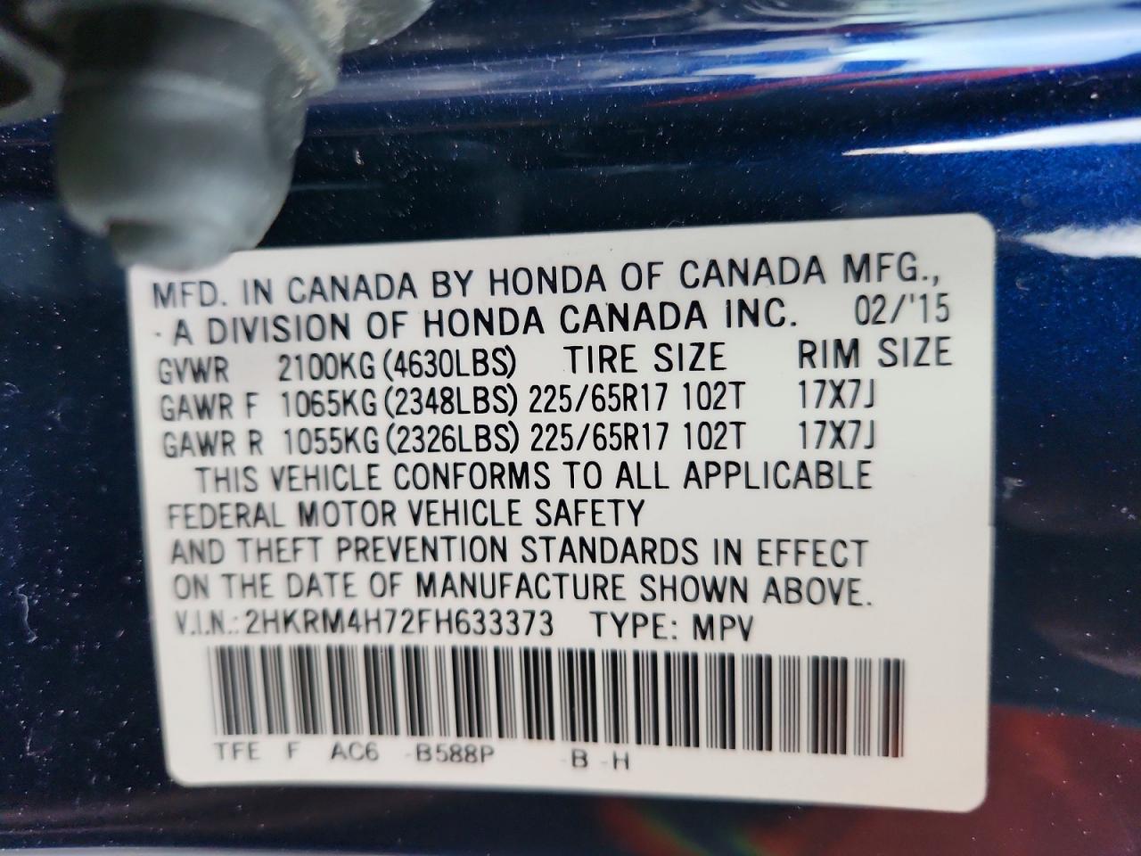 2015 HONDA CR-V EXL photo 13